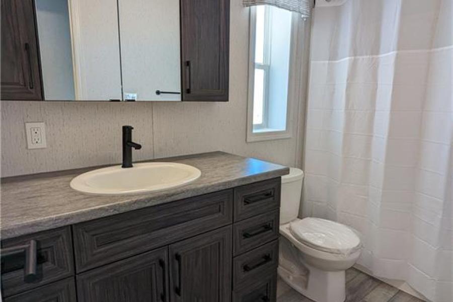 Bathroom in Beckwith cottage model at Wye Cottages in Midland Ontario